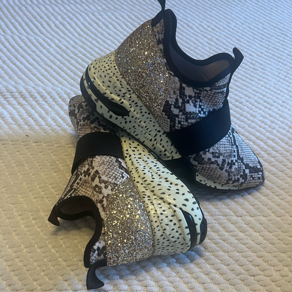 Steve Madden Snake Print Gold Glitter Sneakers